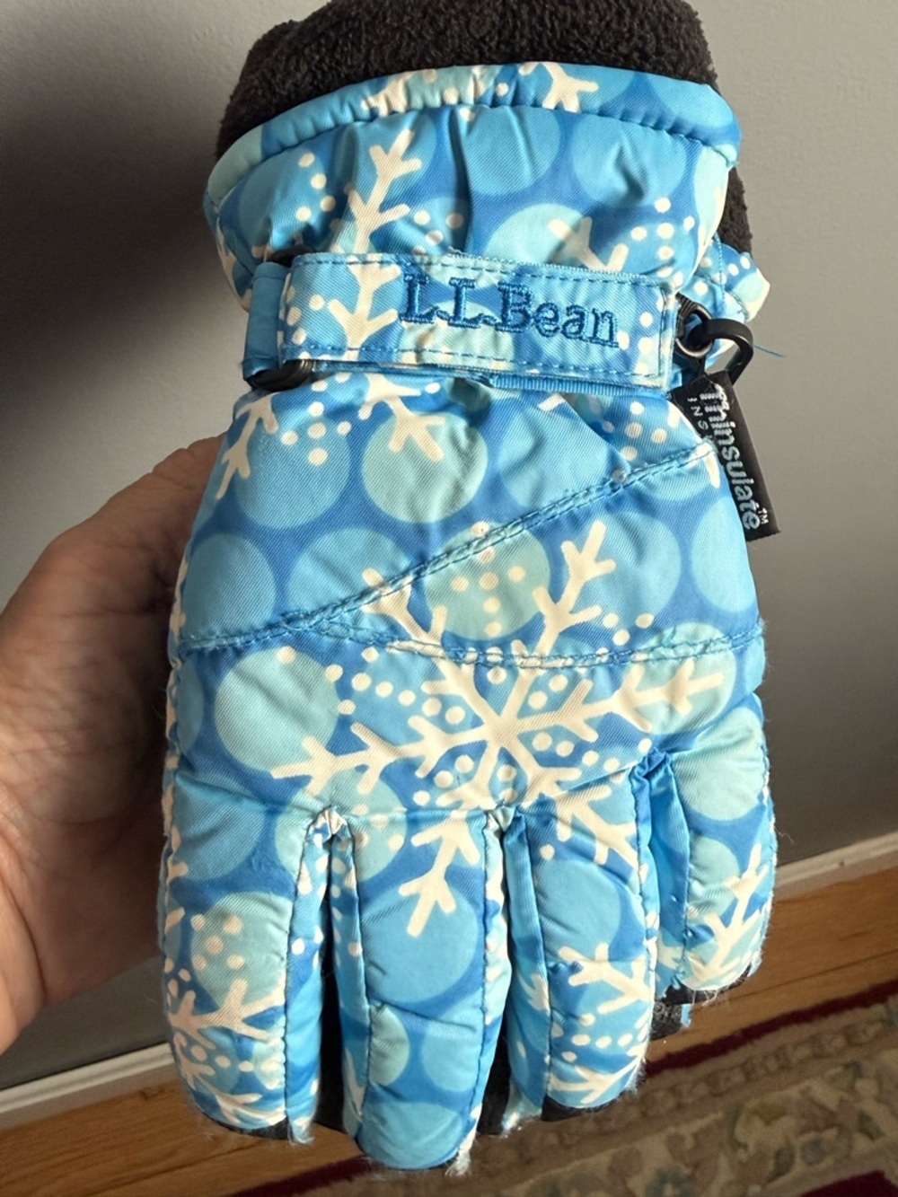 L.L. Bean Kids Winter Sports Thinsulate Gloves Nylon Leather Fleece Cuff Size M